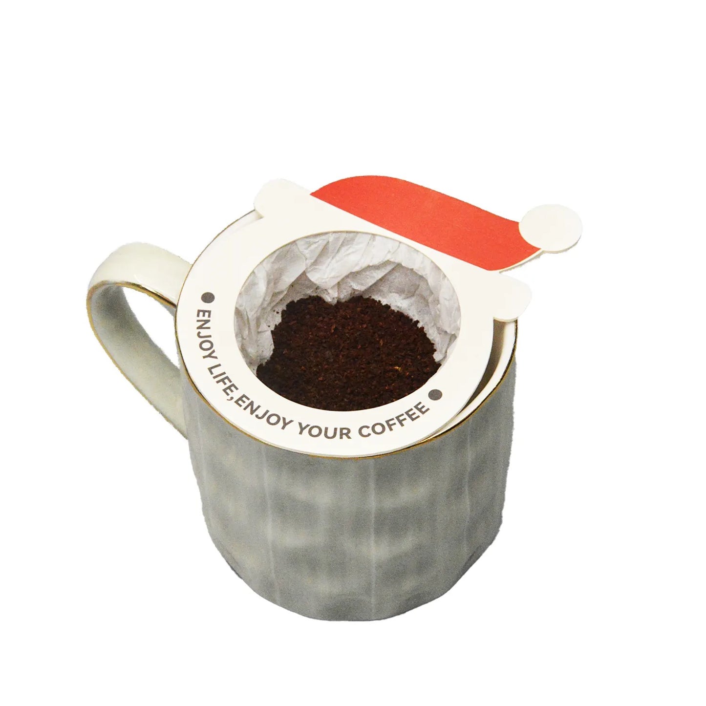 Round Hanging Ear Drip Coffee Bag with Christmas Santa Claus Shape for Coffee Powder