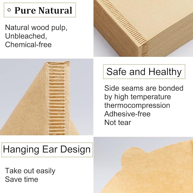 OEM V02 Cone Unbleached Coffee Filtering Paper, Wholesale Coffee Filter Paper for Coffee Maker