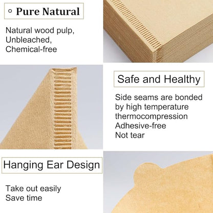 OEM V02 Cone Unbleached Coffee Filtering Paper, Wholesale Coffee Filter Paper for Coffee Maker